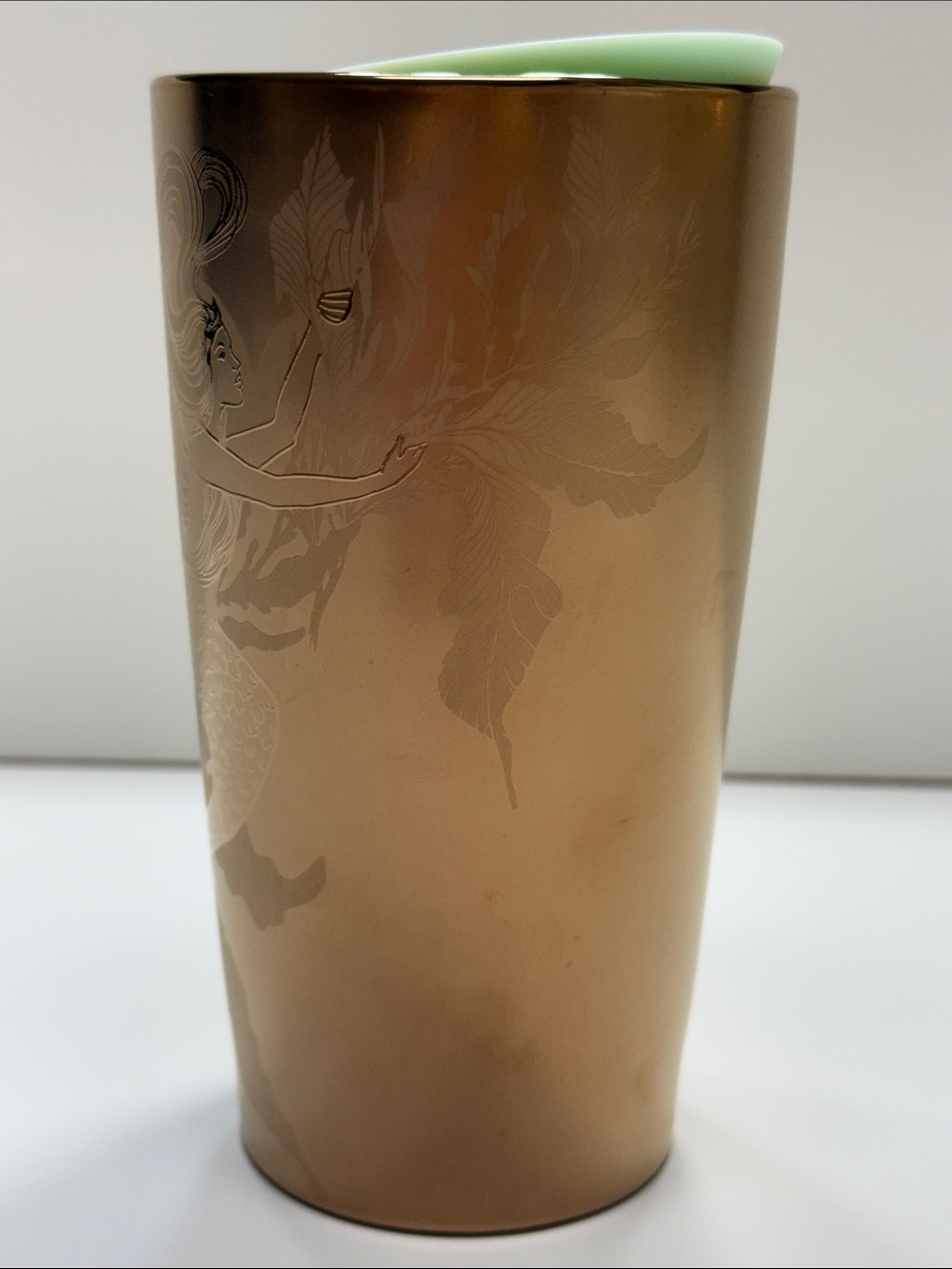 ✨STARBUCKS ✨ 2022 Copper Gold Metallic Siren Mermaid Ceramic 12oz Tumbler - Picture 2 of 15